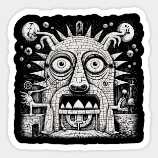 Surrealistic Pagan God of the Stove, Hearth and Domesticity Sticker